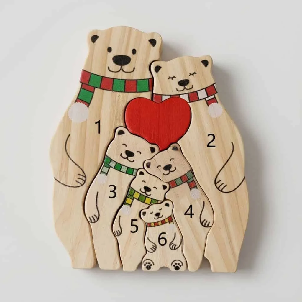 Custom wooden bear family puzzle decor for wooden home decor and gift markets