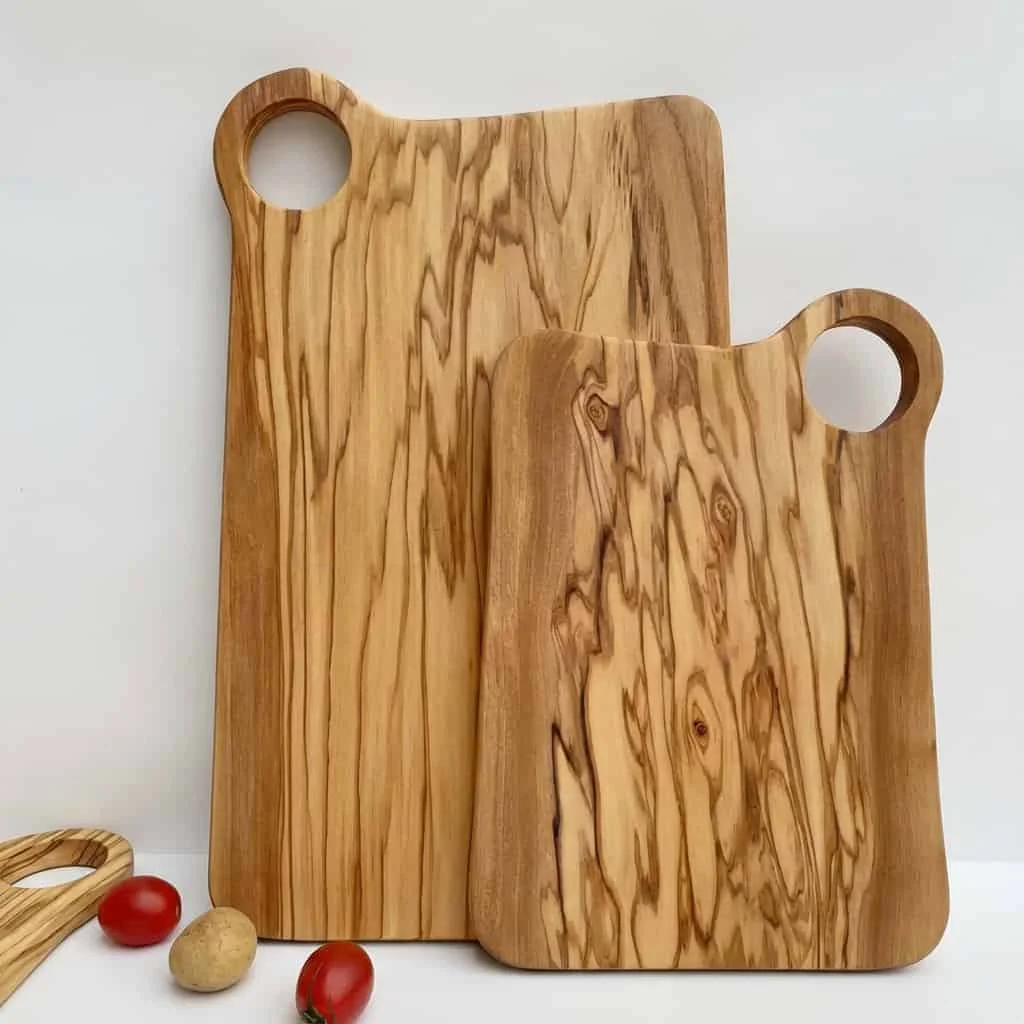 Olive wood steak serving board set for restaurants and dining