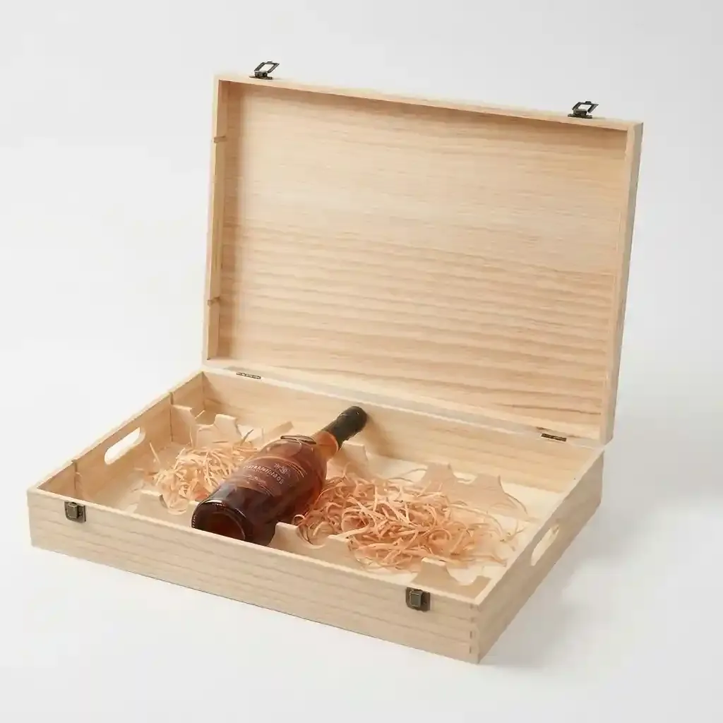 Custom wooden wine boxes with sliding lids and hinged designs for wine packaging and gifting